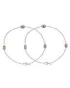 Jewels Nest Playful Alphabet Charm Silver Anklet With Pastel Letter Beads