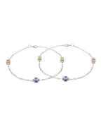 Jewels Nest Playful Alphabet Charm Silver Anklet With Pastel Letter Beads