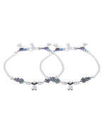 Jewels Nest Eternal Heart Silver Anklet With Multicolour Enamel Motifs And Bell Drop Detail