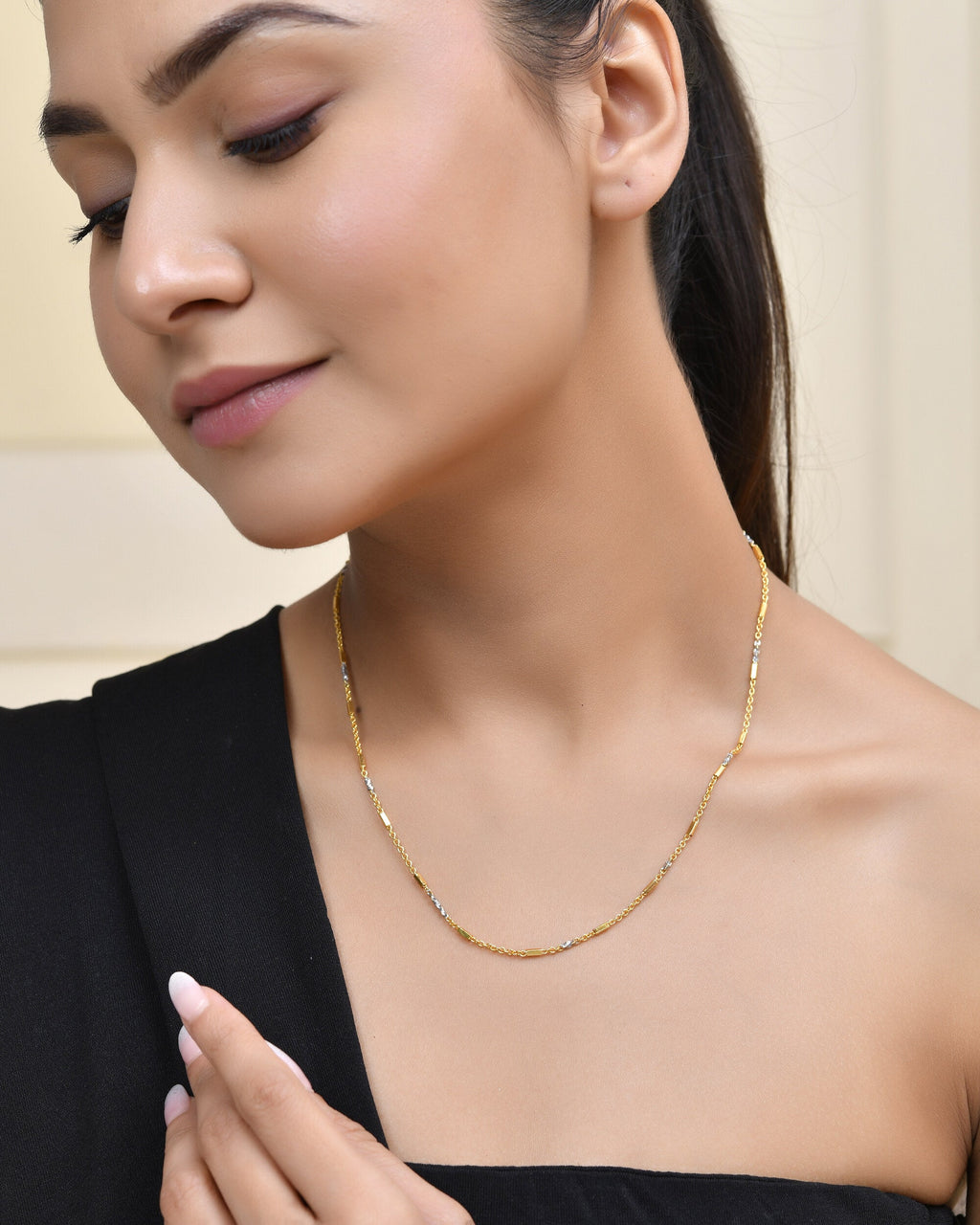 Jewels Nest Elegant Gold-Tone Dual-Tone Textured Chain for Men & Women