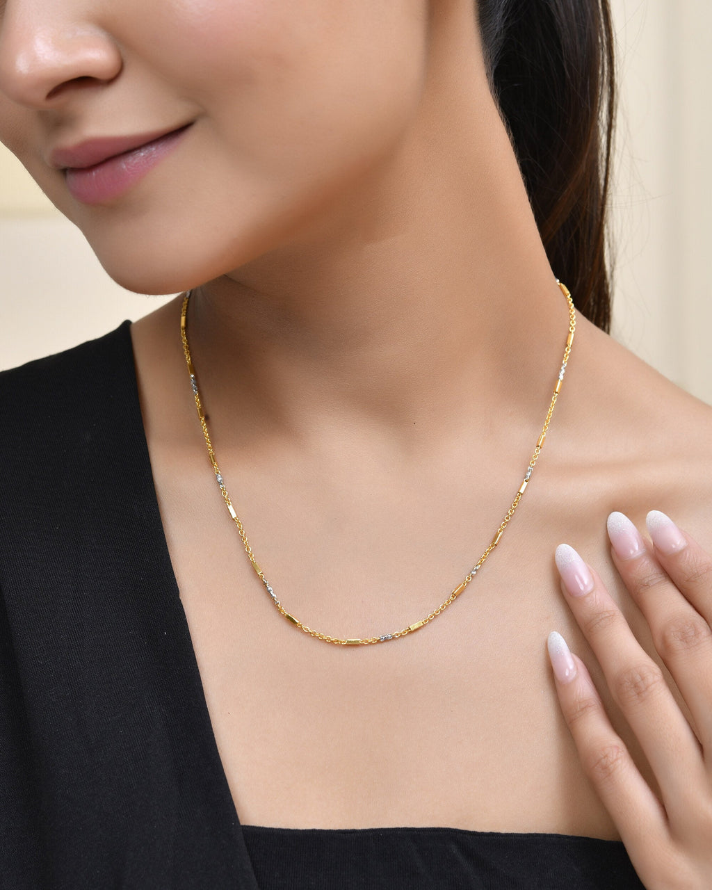 Jewels Nest Elegant Gold-Tone Dual-Tone Textured Chain for Men & Women