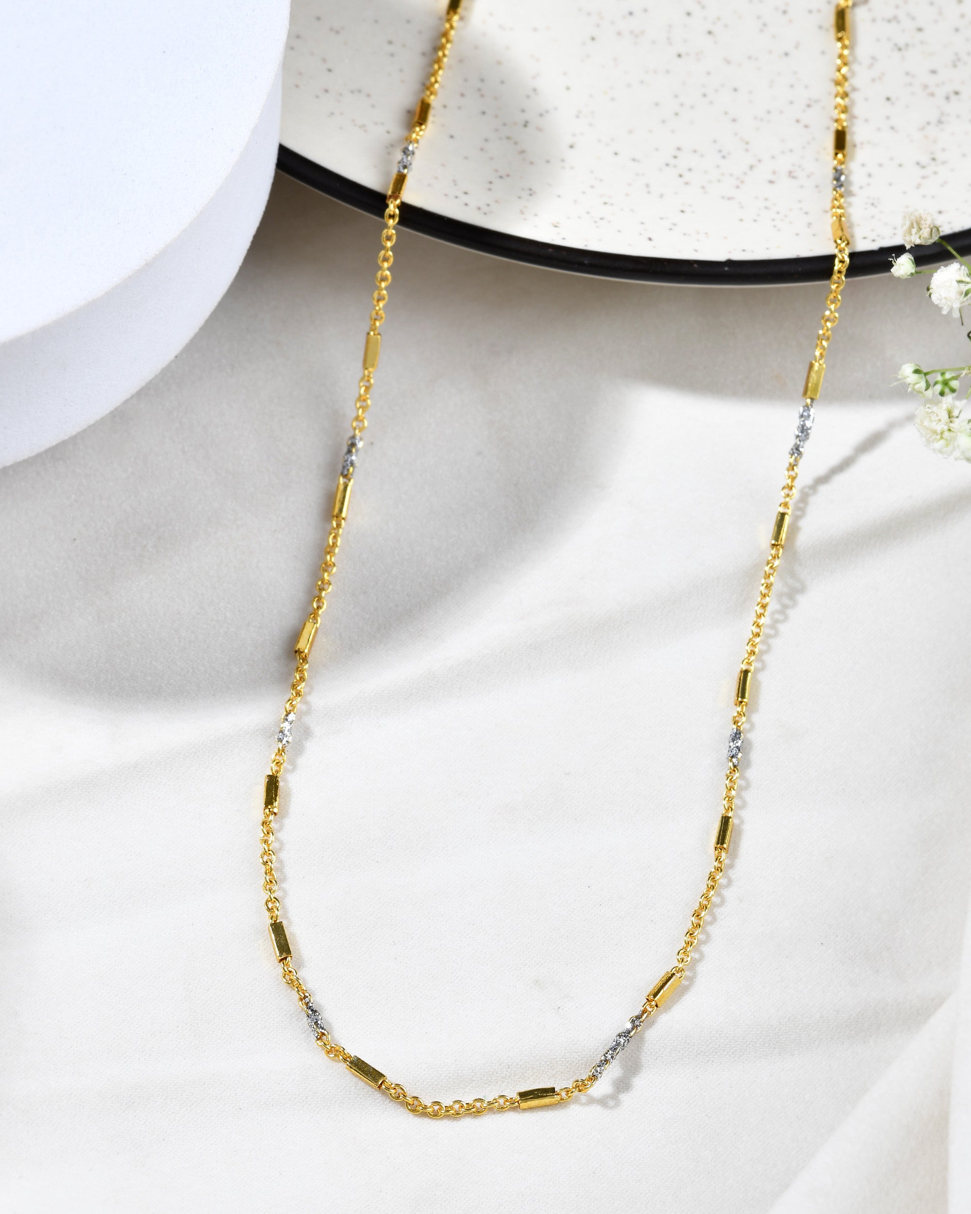 Jewels Nest Elegant Gold-Tone Dual-Tone Textured Chain for Men & Women
