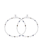 Jewels Nest Rippletone Silver Anklet With Multicolour Enamel Link Detailing And Floral Clasp