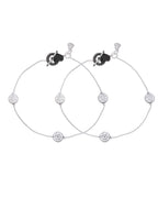 Jewels Nest Moonmark Minimal Silver Anklet With Coin Motif And Statement Heart Clasp