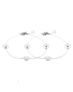 Jewels Nest Orbit Glow Silver Anklet With Circular Disc Accents And Heart Toggle Closure