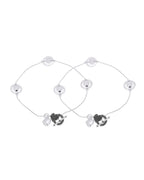 Jewels Nest Orbit Glow Silver Anklet With Circular Disc Accents And Heart Toggle Closure