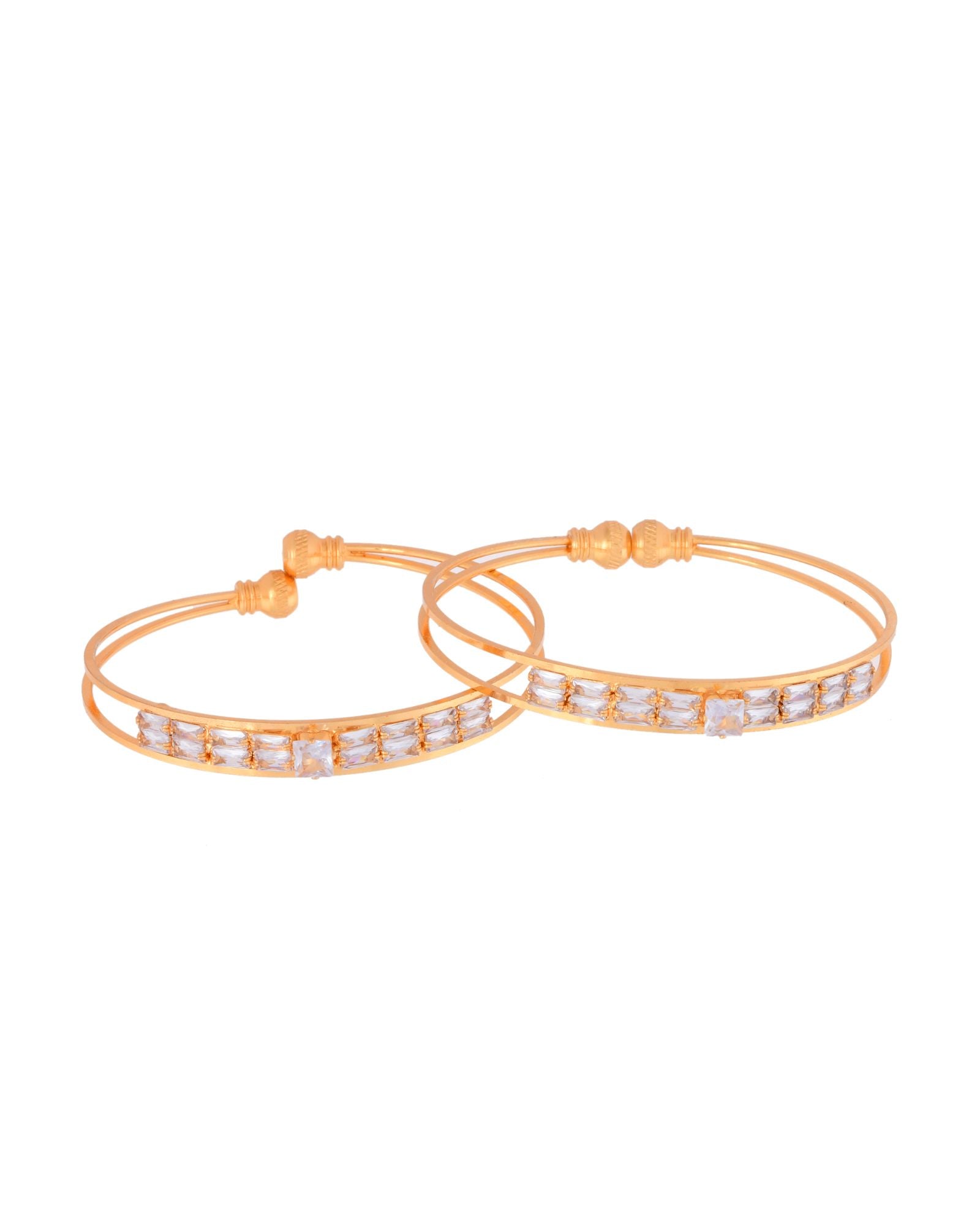 Jewels Nest Gold-Toned Stone Studded Openable Bangles For Women - Distacart