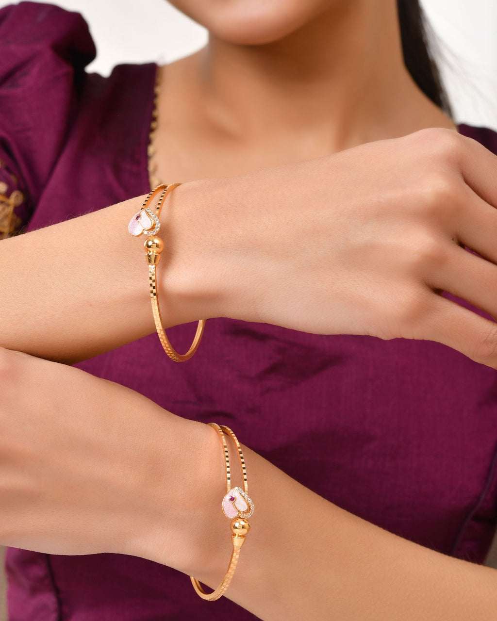 Jewels Nest Gold-Toned Stone Accent Openable Bangles For Women - Distacart