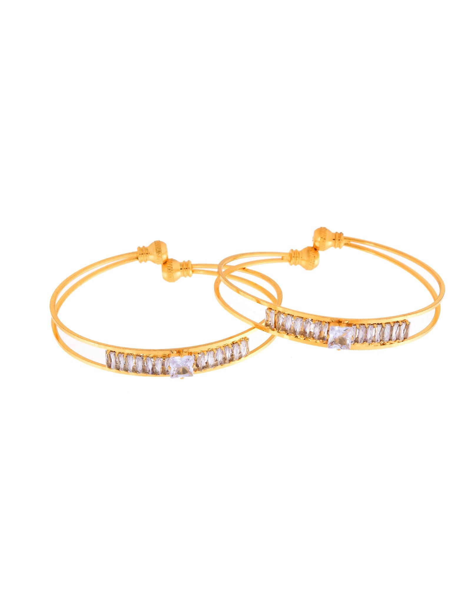Jewels Nest Gold-Toned Crystal Studded Openable Bangles For Women - Distacart