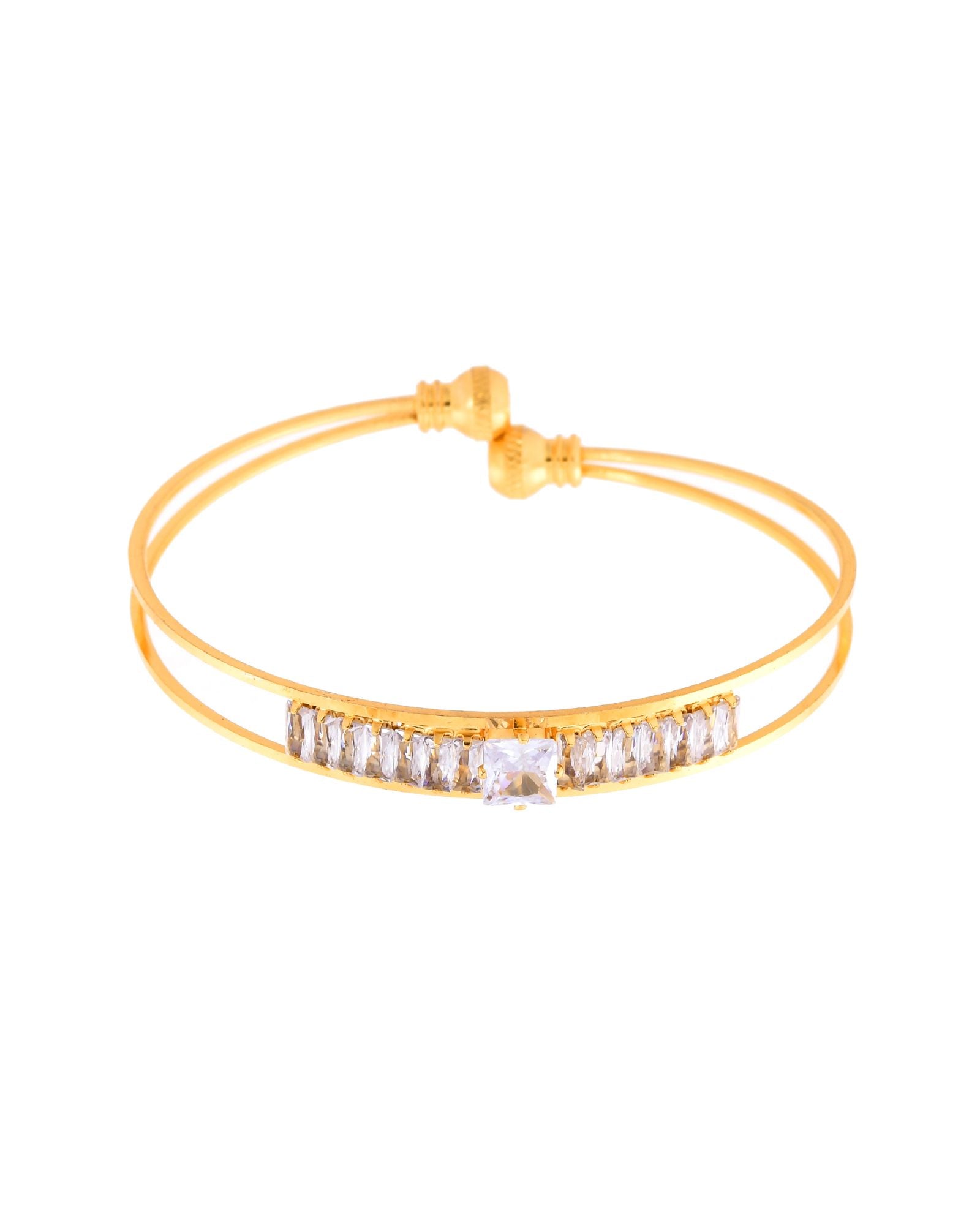 Jewels Nest Gold-Toned Crystal Studded Openable Bangles For Women - Distacart