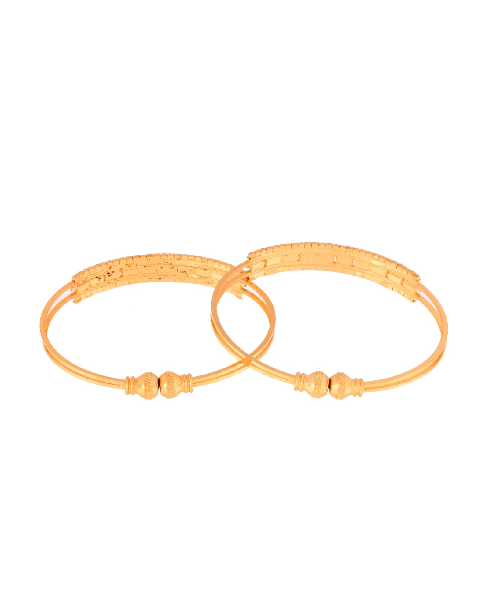 Jewels Nest Gold-Toned Dual Stone Crystal Detail Openable Bangles For Women - Distacart