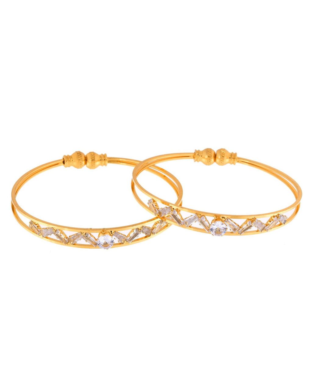 Jewels Nest Gold-Plated Crystal Studded Adjustable Bangle Set For Women - Distacart