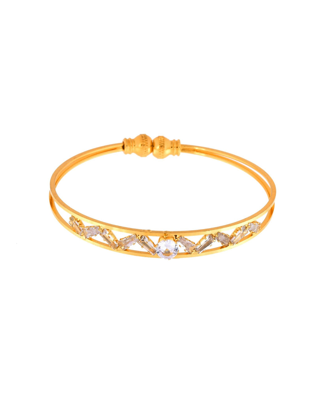 Jewels Nest Gold-Plated Crystal Studded Adjustable Bangle Set For Women - Distacart