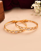 Jewels Nest Gold-Plated Crystal Studded Adjustable Bangle Set For Women - Distacart