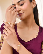 Jewels Nest Gold-Plated Textured Bangle Set With Crystal Accent For Women - Distacart