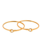 Jewels Nest Gold-Plated Textured Bangle Set With Crystal Accent For Women - Distacart