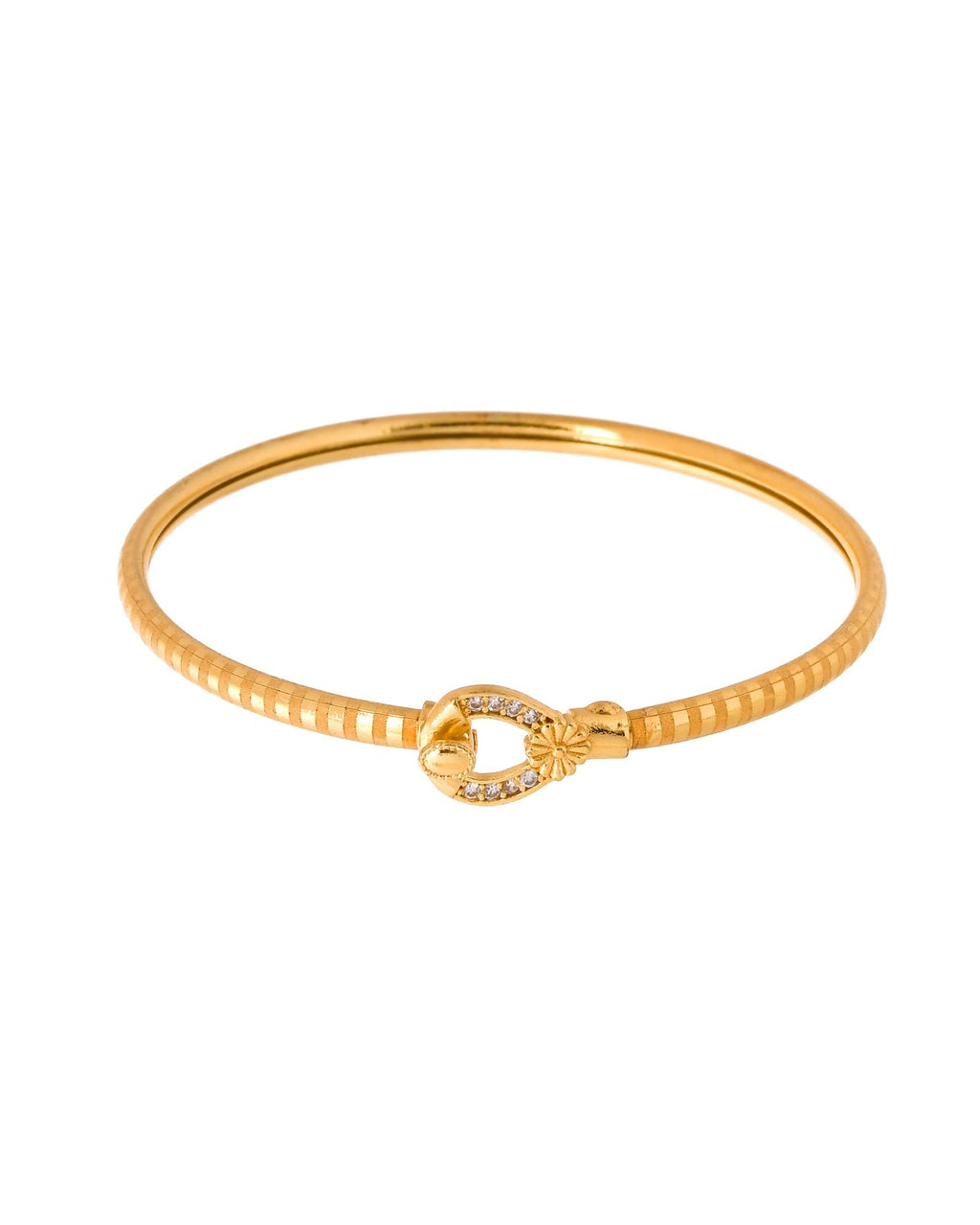 Jewels Nest Gold-Plated Textured Bangle Set With Crystal Accent For Women - Distacart