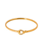 Jewels Nest Gold-Plated Textured Bangle Set With Crystal Accent For Women - Distacart