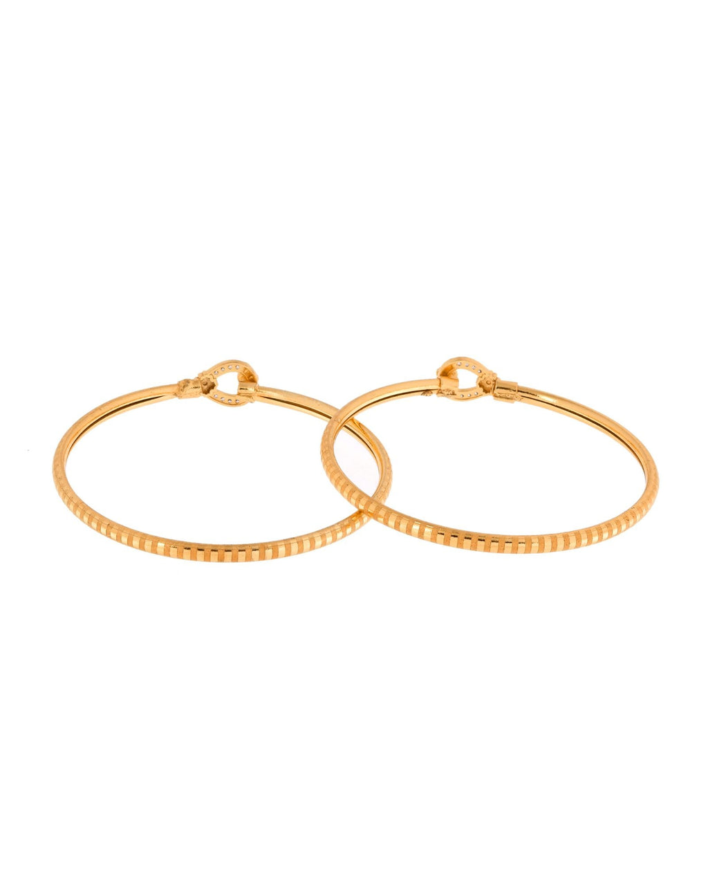 Jewels Nest Gold-Plated Textured Bangle Set With Crystal Accent For Women - Distacart