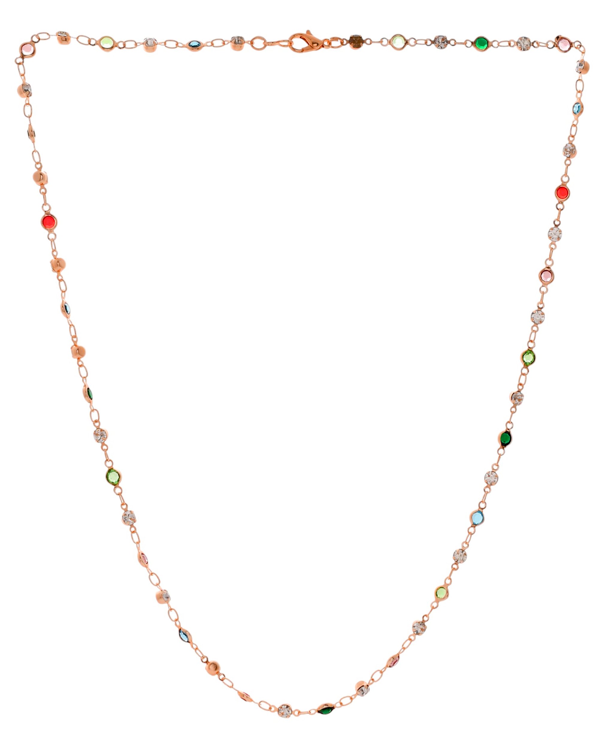 Jewels Nest Exquisite Gold-Tone Multi-Stone Embellished Chain for Men & Women