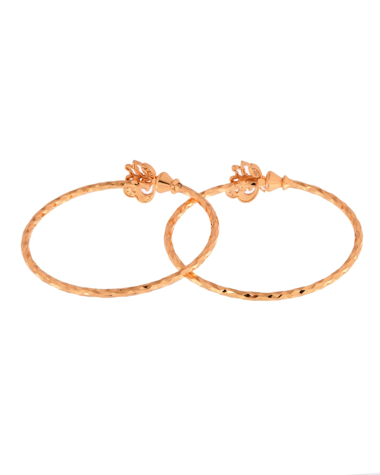 Jewels Nest Gold-Plated Textured Bangle Set With Butterfly Motif For Women - Distacart