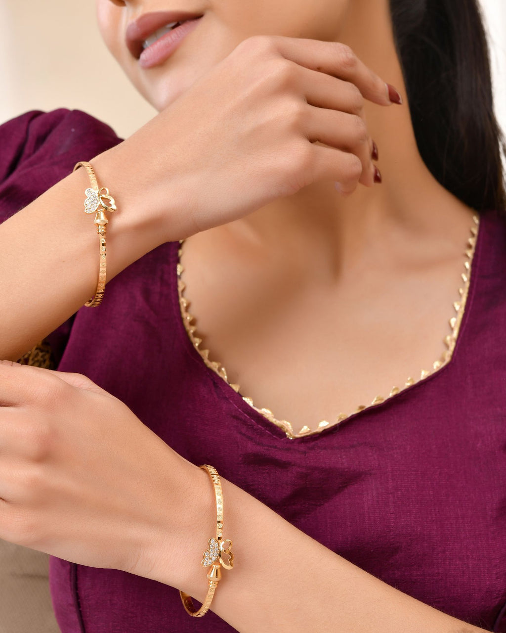 Jewels Nest Gold Plated Heart Charm Bangles Set For Women – Daily & Party Wear - Distacart