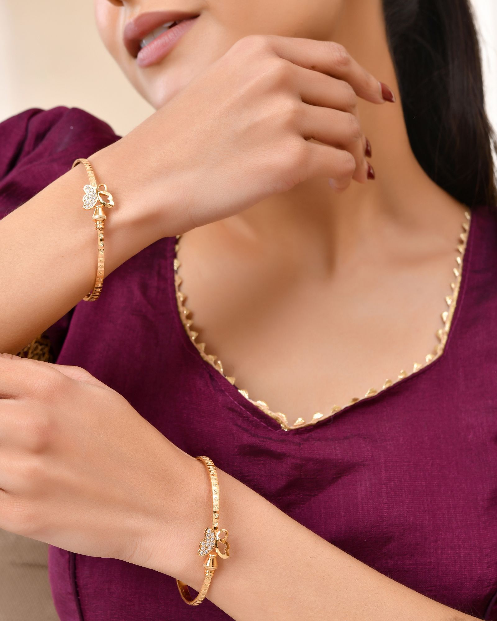 Jewels Nest Gold Plated Heart Charm Bangles Set For Women – Daily & Party Wear - Distacart