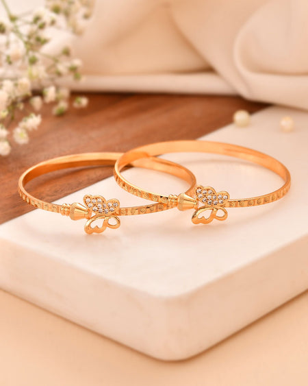 Jewels Nest Gold Plated Heart Charm Bangles Set For Women – Daily & Party Wear