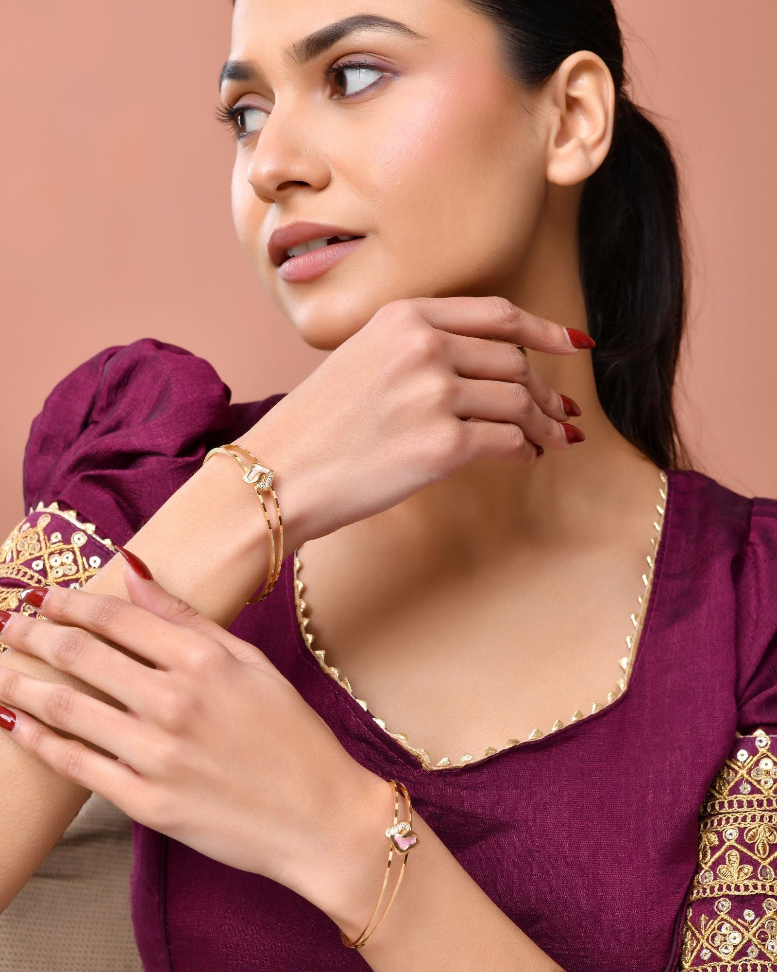 Jewels Nest Gold Plated Heart Design Bangles Set For Women – Daily & Party Wear - Distacart
