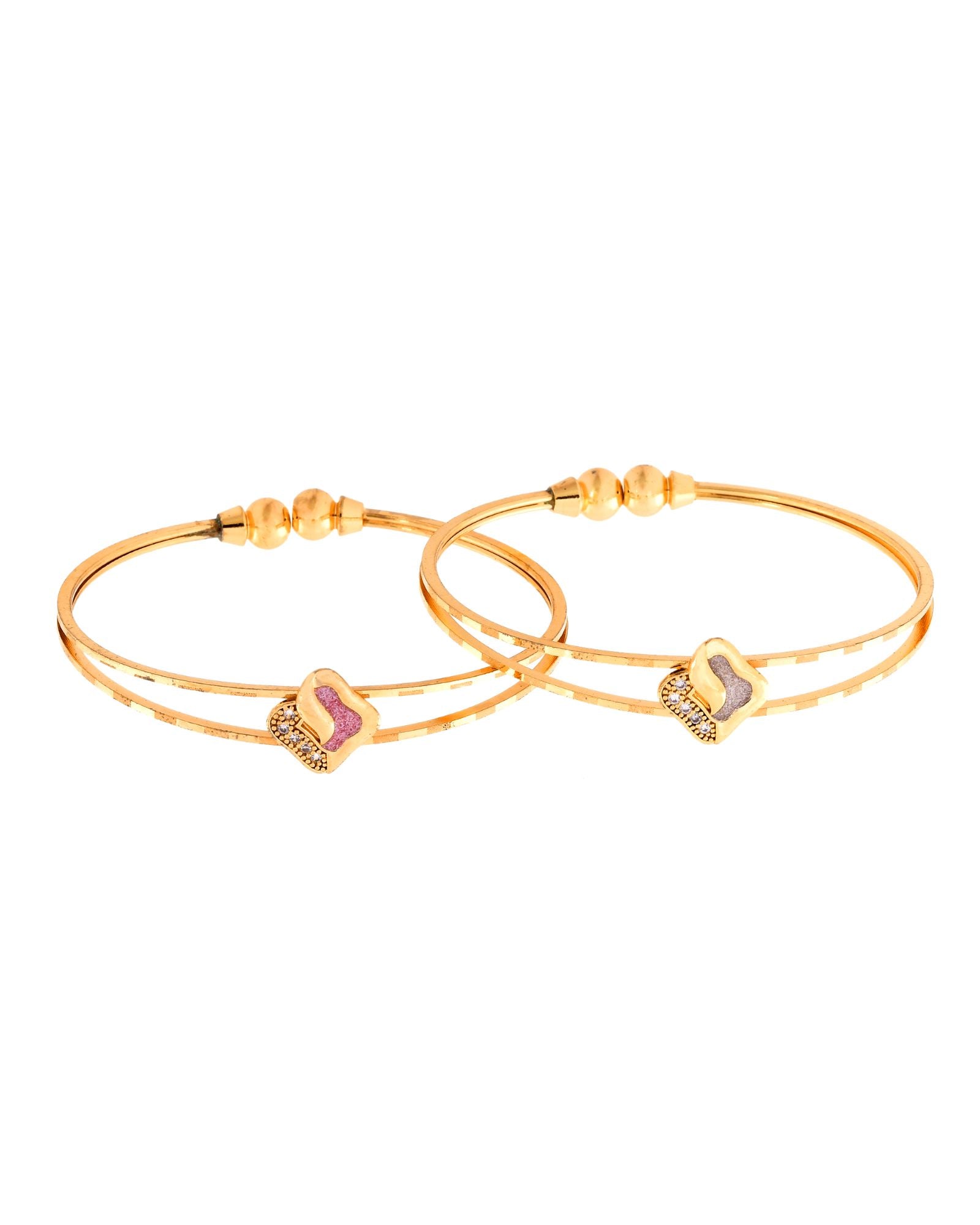 Jewels Nest Gold Plated Heart Design Bangles Set For Women – Daily & Party Wear - Distacart