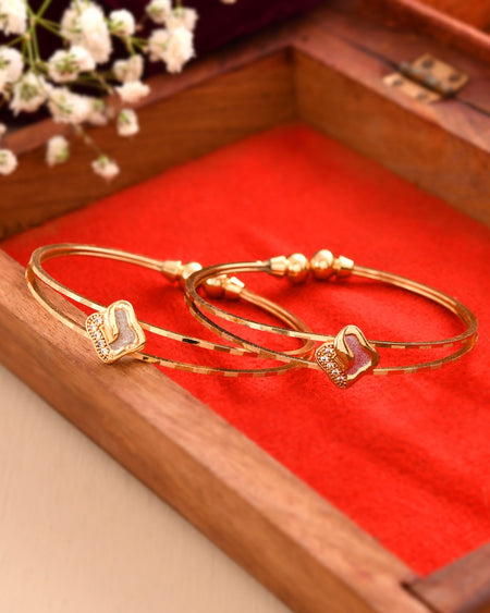 Jewels Nest Gold Plated Heart Design Bangles Set For Women – Daily & Party Wear