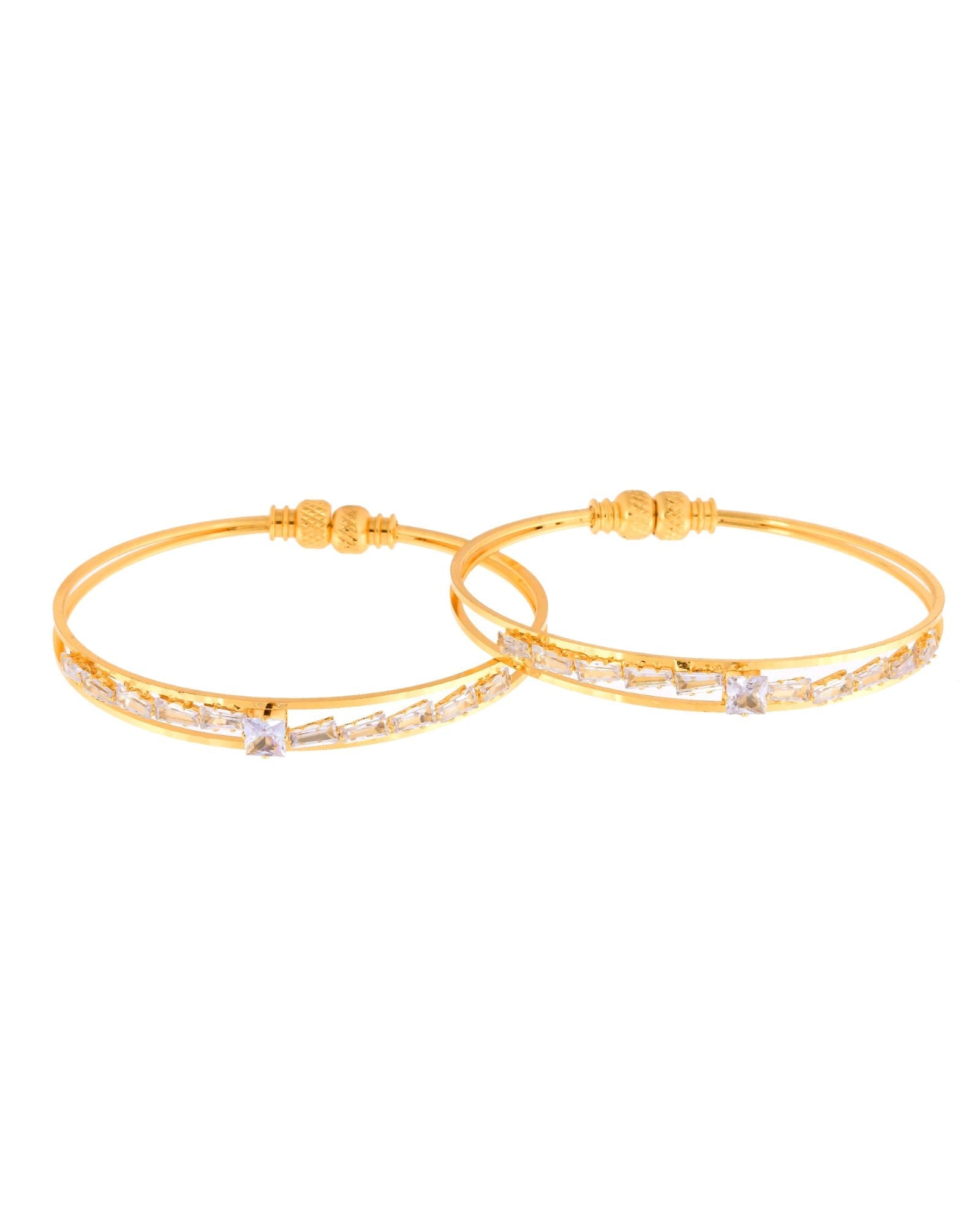 Jewels Nest Gold Plated Stone Studded Bangles Set For Women – Elegant Party Wear - Distacart