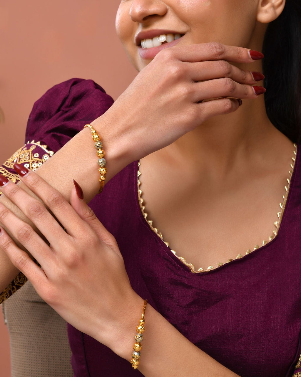 Jewels Nest Gold Plated Beaded Bangles Set For Women – Traditional Daily Wear