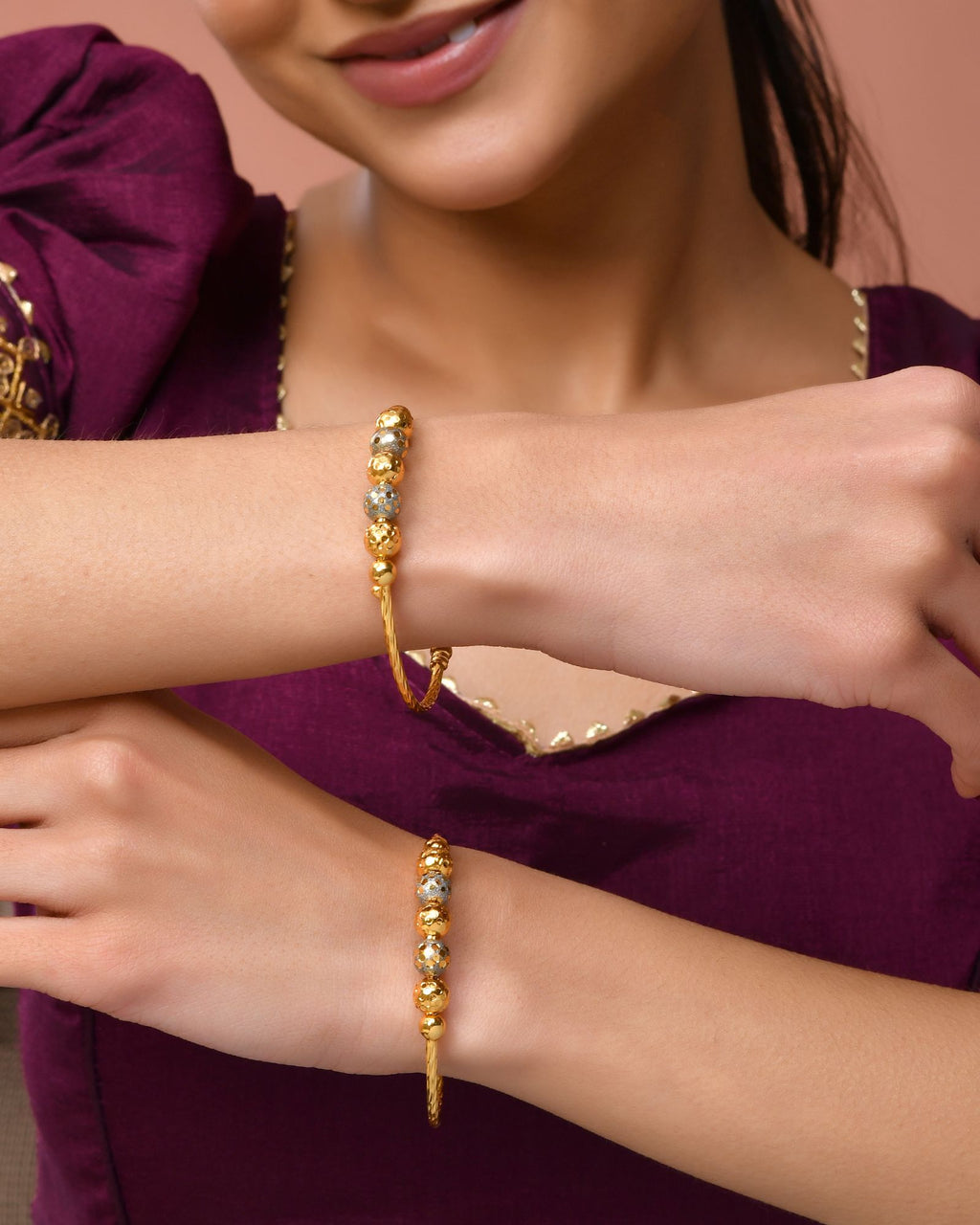 Jewels Nest Gold Plated Beaded Bangles Set For Women – Traditional Daily Wear