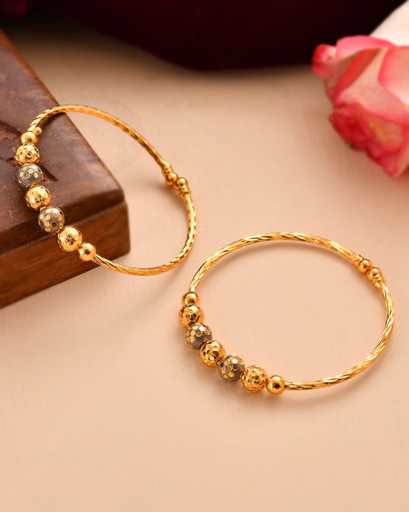Jewels Nest Gold Plated Beaded Bangles Set For Women – Traditional Daily Wear