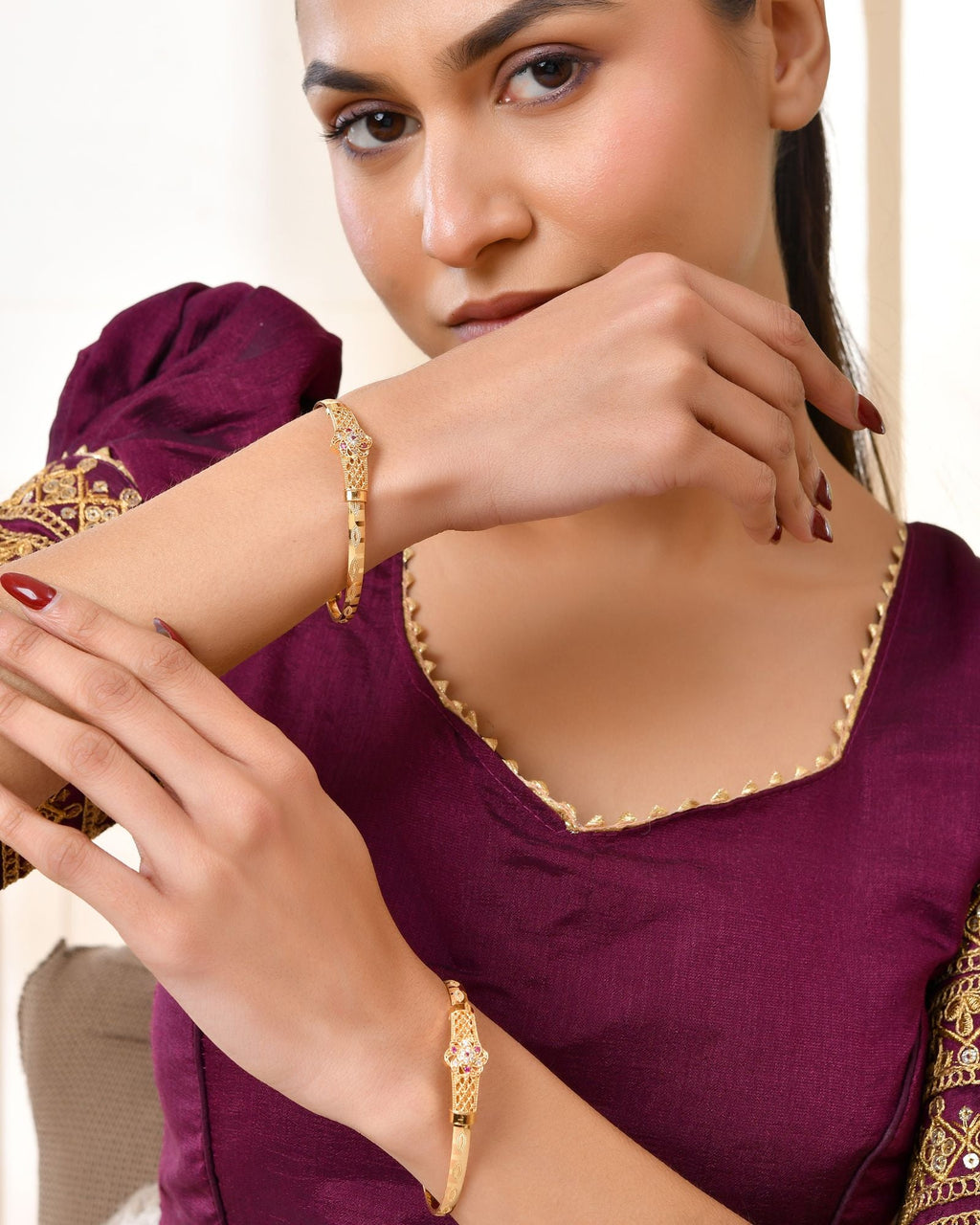 Jewels Nest Gold Plated Floral Design Bangles Set For Women – Festive & Traditional Wear - Distacart