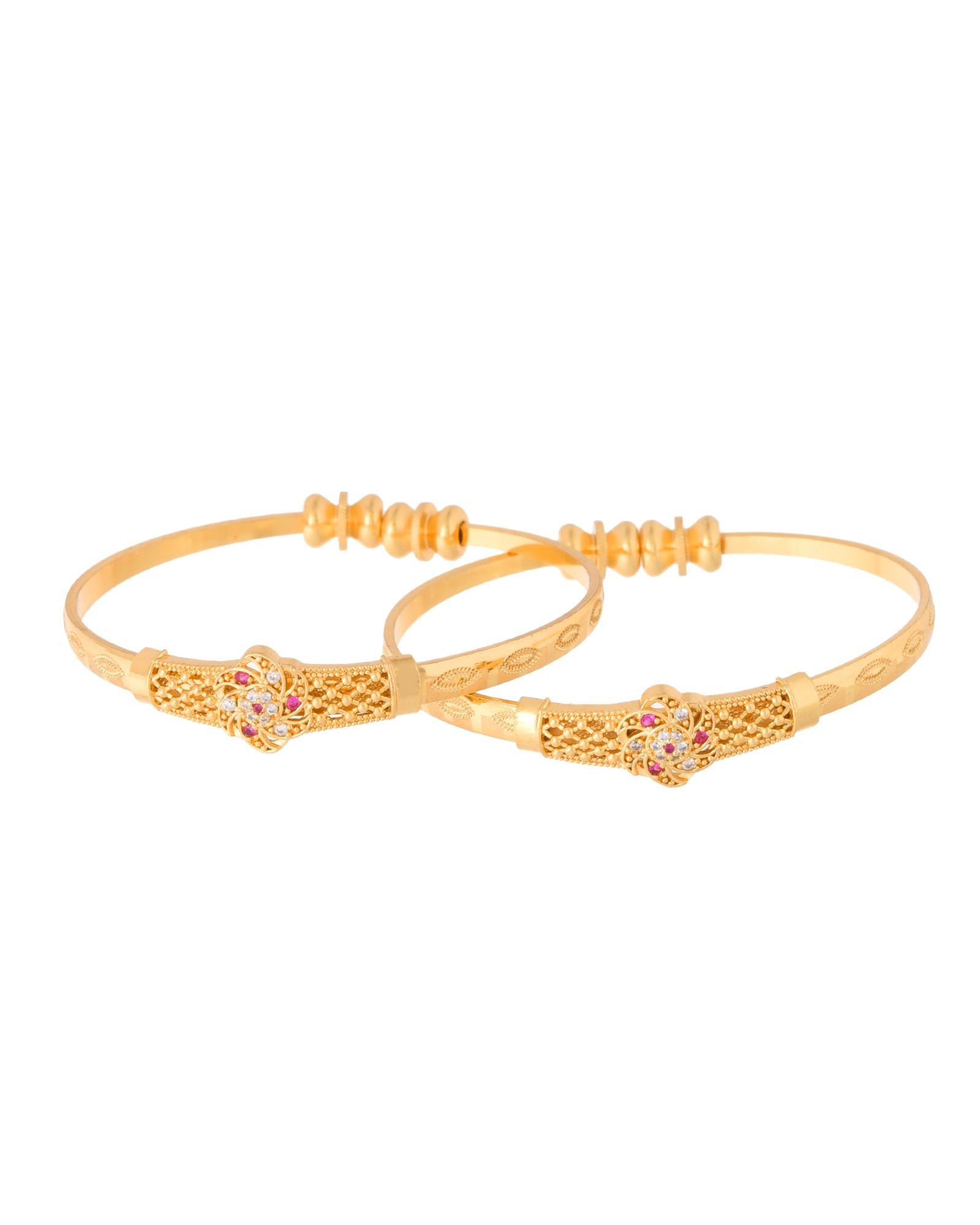Jewels Nest Gold Plated Floral Design Bangles Set For Women – Festive & Traditional Wear - Distacart