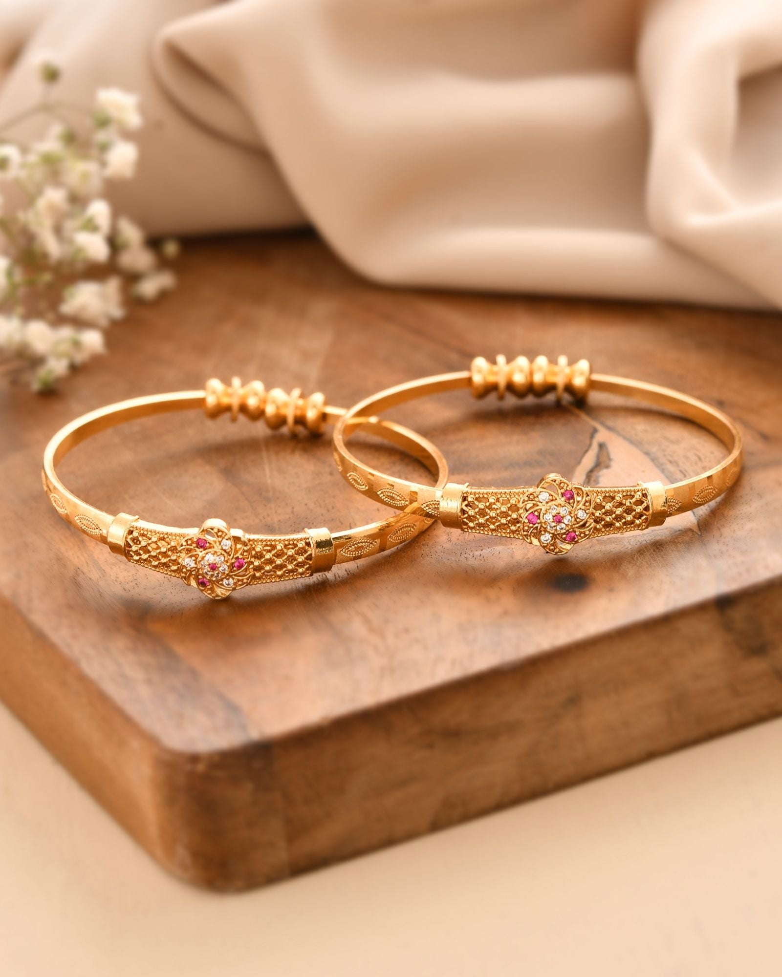 Jewels Nest Gold Plated Floral Design Bangles Set For Women – Festive & Traditional Wear - Distacart
