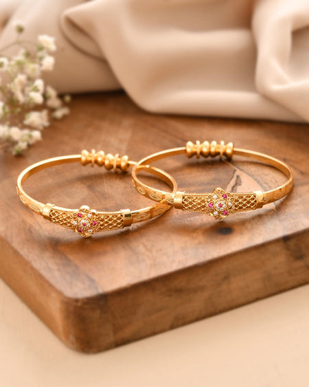 Jewels Nest Gold Plated Floral Design Bangles Set For Women – Festive & Traditional Wear