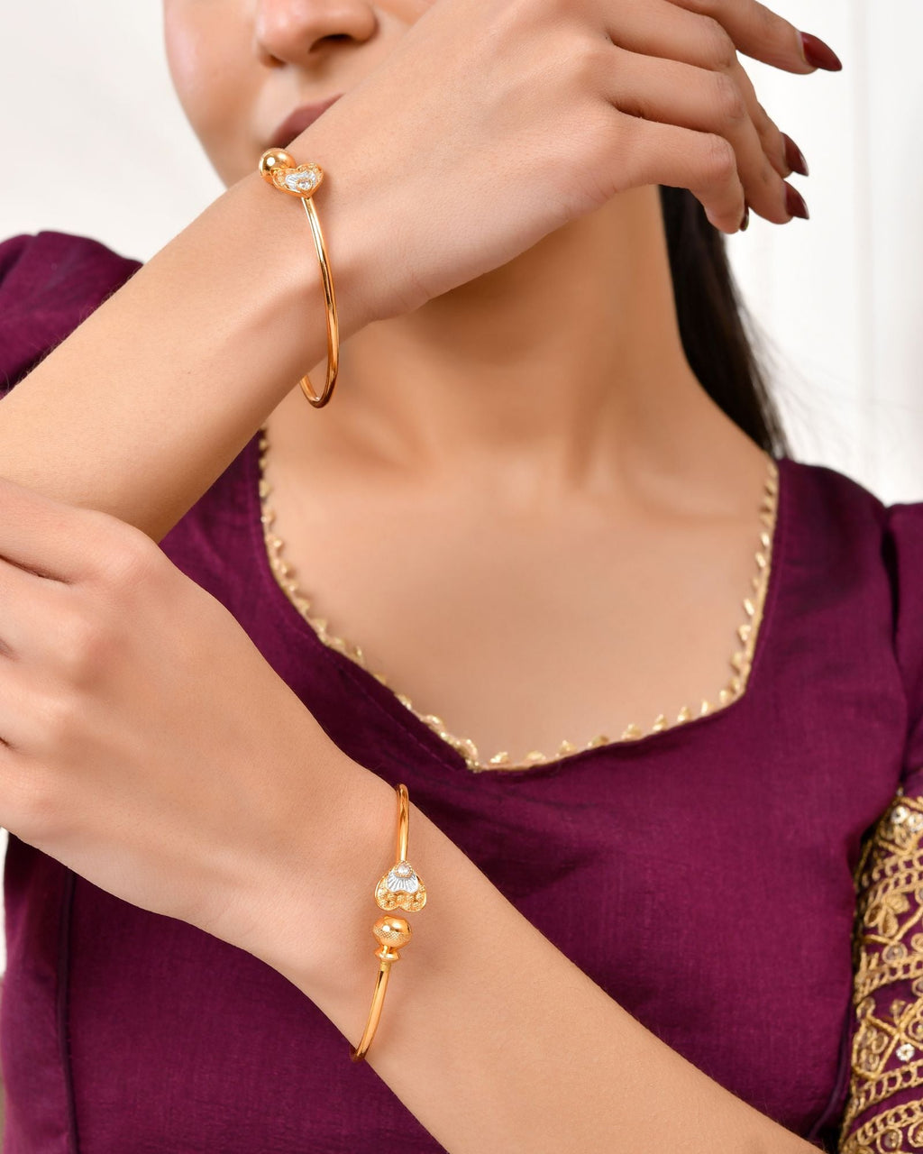 Jewels Nest Gold Plated Heart Design Bangles Set For Women – Elegant Festive Wear - Distacart