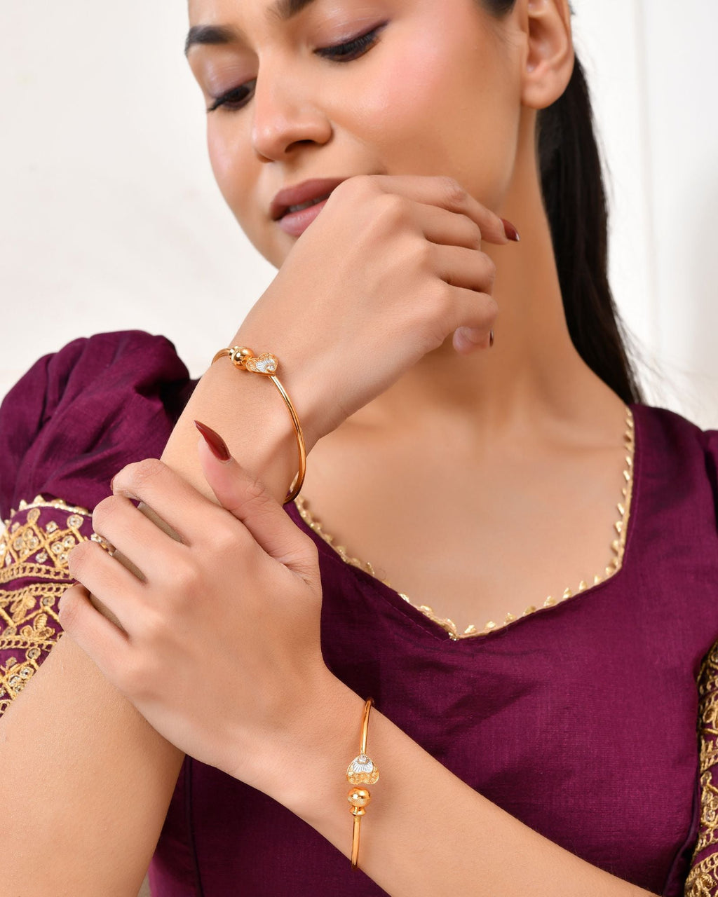 Jewels Nest Gold Plated Heart Design Bangles Set For Women – Elegant Festive Wear - Distacart
