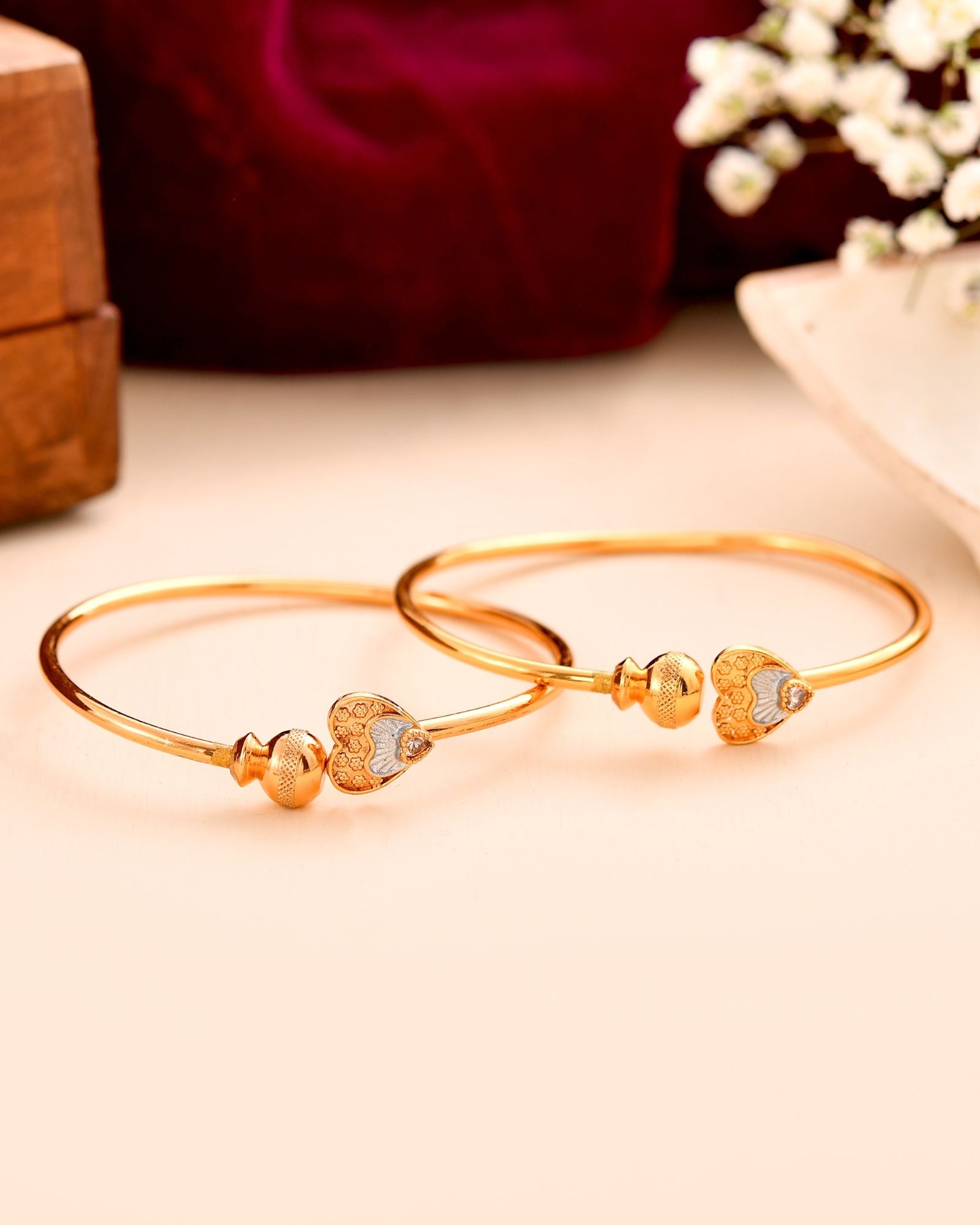 Jewels Nest Gold Plated Heart Design Bangles Set For Women – Elegant Festive Wear - Distacart