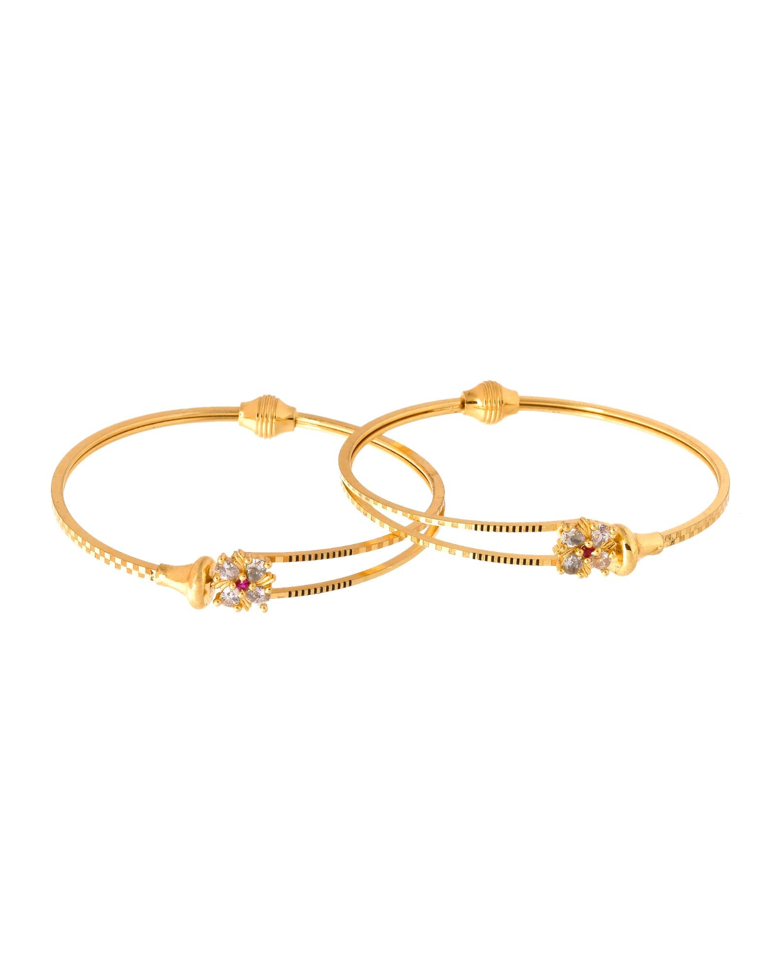 Jewels Nest Gold Plated Floral Stone Bangles Set For Women – Traditional Festive Jewellery - Distacart