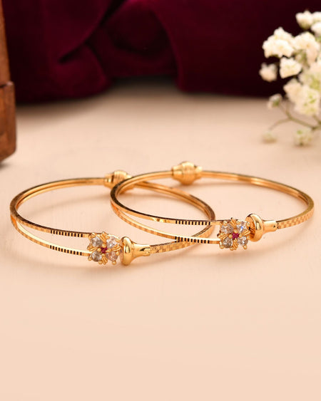 Jewels Nest Gold Plated Floral Stone Bangles Set For Women – Traditional Festive Jewellery