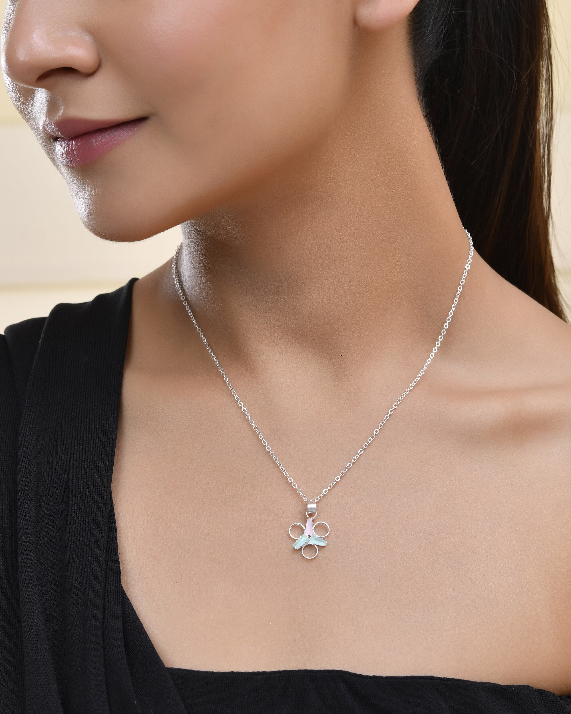 Jewels Nest Elegant Silver-Tone Butterfly Pendant Chain for Women & Girls