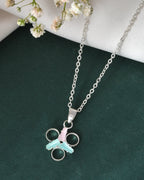 Jewels Nest Elegant Silver-Tone Butterfly Pendant Chain for Women & Girls