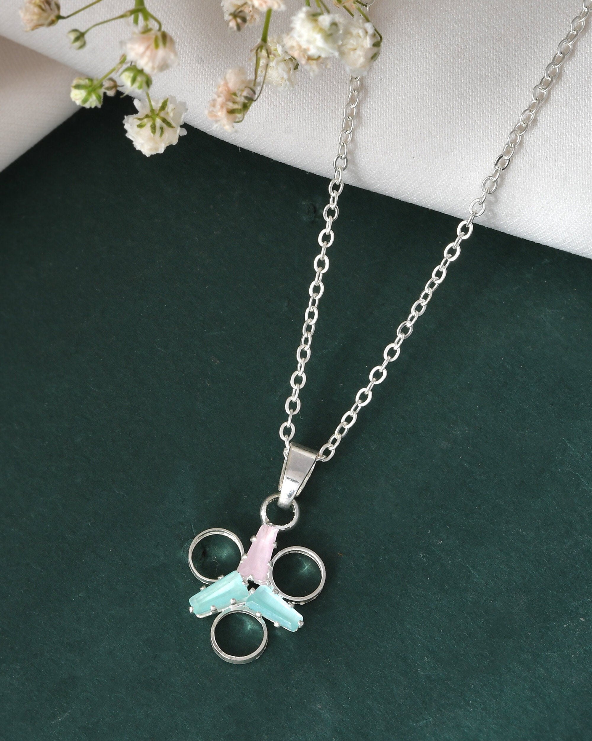 Jewels Nest Elegant Silver-Tone Butterfly Pendant Chain for Women & Girls