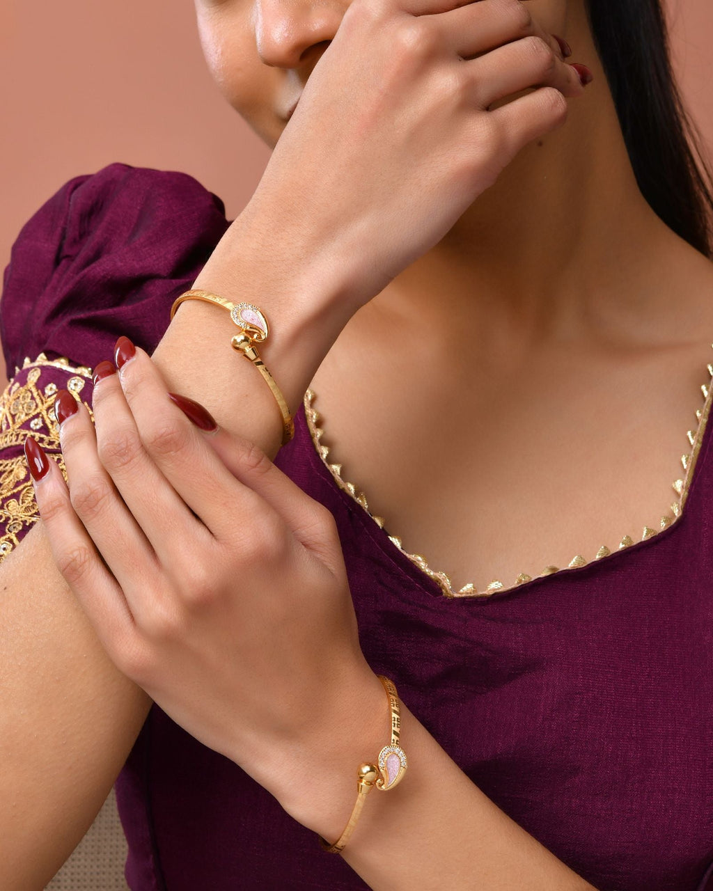 Jewels Nest Gold Plated Paisley Design Bangles Set For Women – Elegant Daily & Festive Wear - Distacart