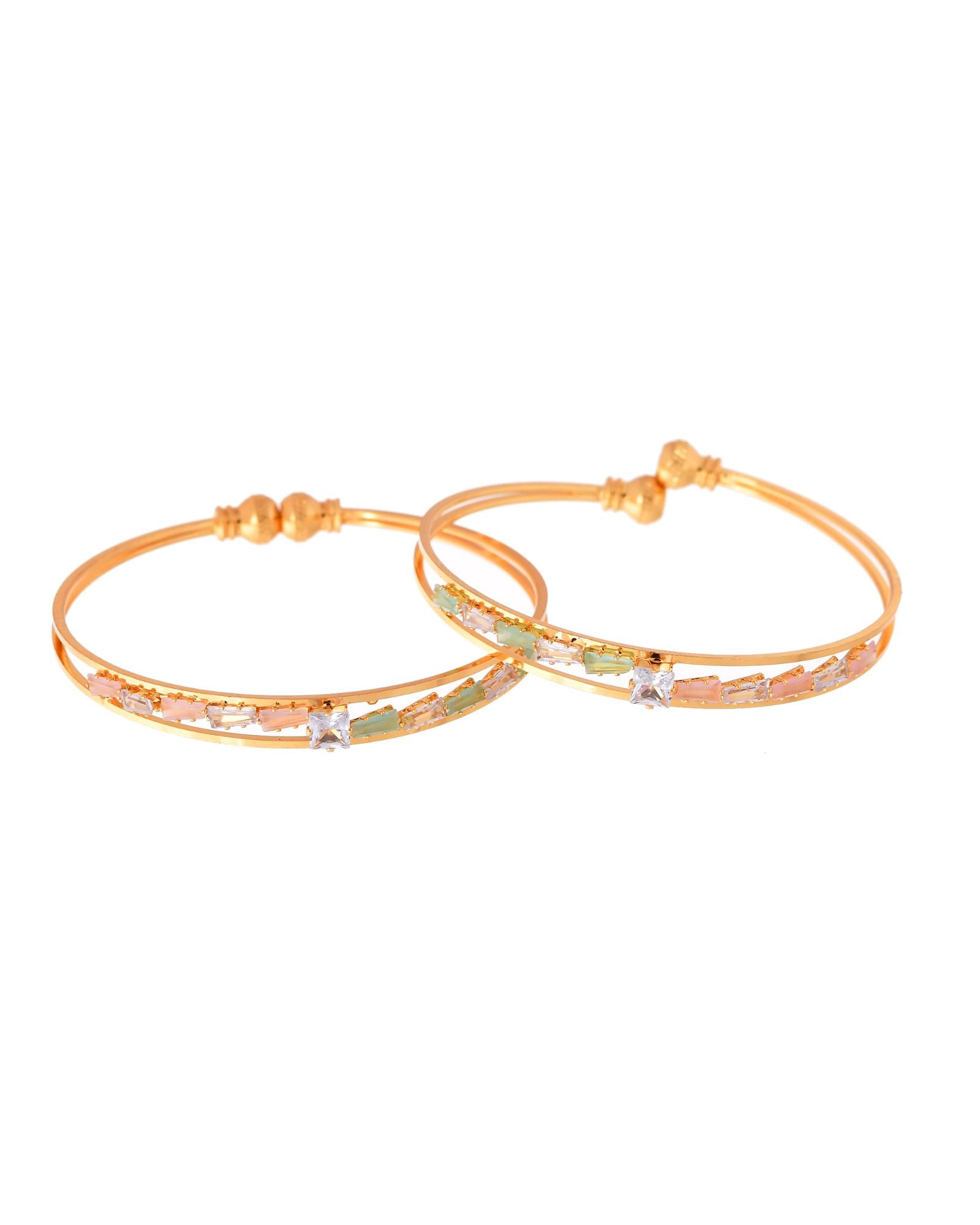 Jewels Nest Gold Plated Crystal Studded Bangles Set For Women – Elegant Festive Wear