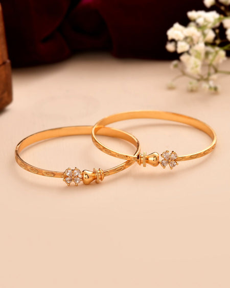 Jewels Nest Gold Plated Floral Crystal Bangles Set For Women – Elegant Party & Festive Wear